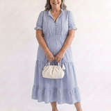 Dakota | Robe midi à manches courtes à rayures