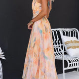 Halter | Robe Maxi avec Imprimé