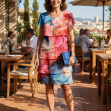 Mira | Robe longueur genou en marbre élégant