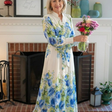 Harper | Robe Maxi à Manches Longues à Fleurs avec Boutonnage Avant