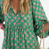 Fiora | Robe Midi à Imprimé Floral avec Décolleté en V