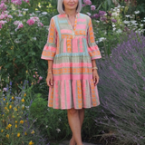 Maelle | Robe à Imprimé Géométrique à Col V, Longueur Genou