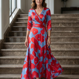 Celine | Robe Midi Croisée à Col