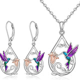 Collier de Colibri Magnifique pour Femmes avec Boucles d'Oreilles Bonus