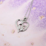 Collier en Argent Sterling avec Patte et Cœur en Zirconia
