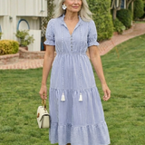 Dakota | Robe midi à manches courtes à rayures