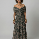 Calen | Robe Midi Décontractée à Épaules Dénudées