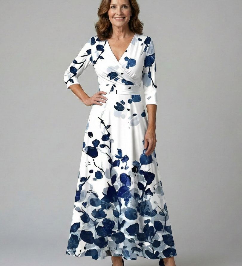 Celine | Robe Midi Croisée à Col