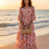 Rosalie | Robe Maxi à Volants Florale Décolleté Bardot