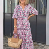 Mireya | Robe midi à manches longues avec imprimé géométrique