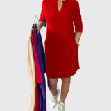 Clarissa | Robe unie à col en V