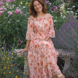 Rosalie | Robe Maxi à Volants Florale Décolleté Bardot