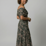 Calen | Robe Midi Décontractée à Épaules Dénudées