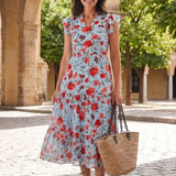 Lila | Robe Midi Évasée à Imprimé Floral