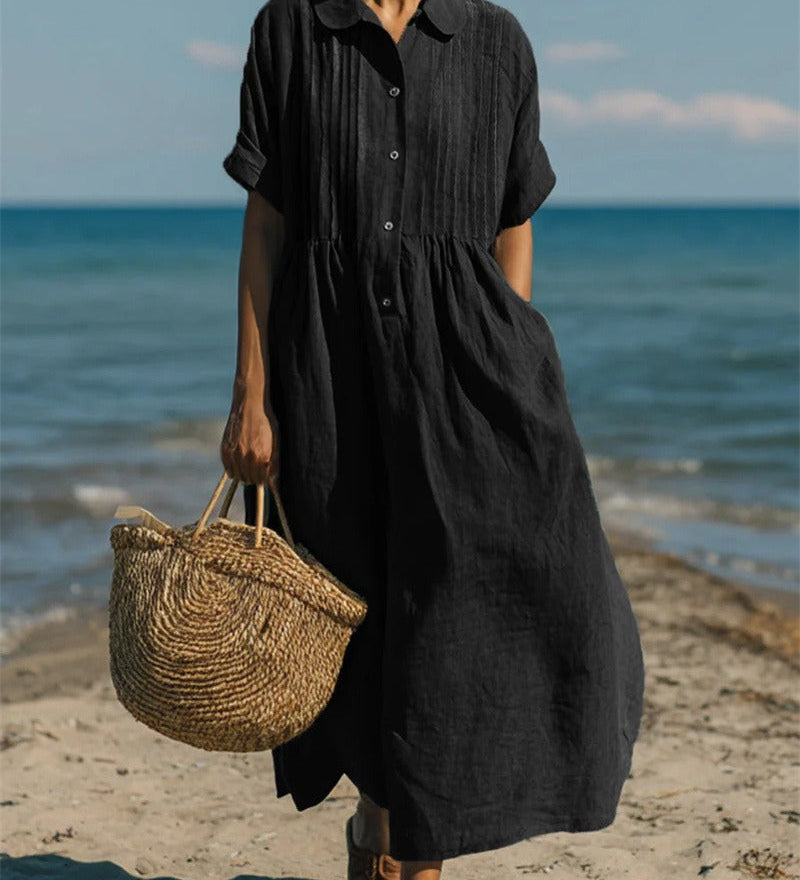 Alice | Robe Chemise en Coton à Boutons