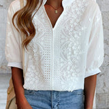 Unni | Blouse Blanche Élégante avec Manches Bouffantes