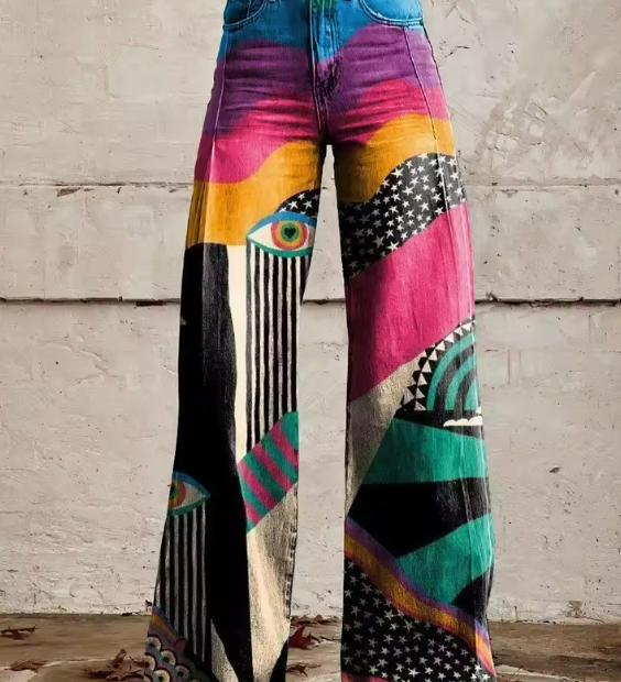 Talia - Pantalons Évasés Boho Chic
