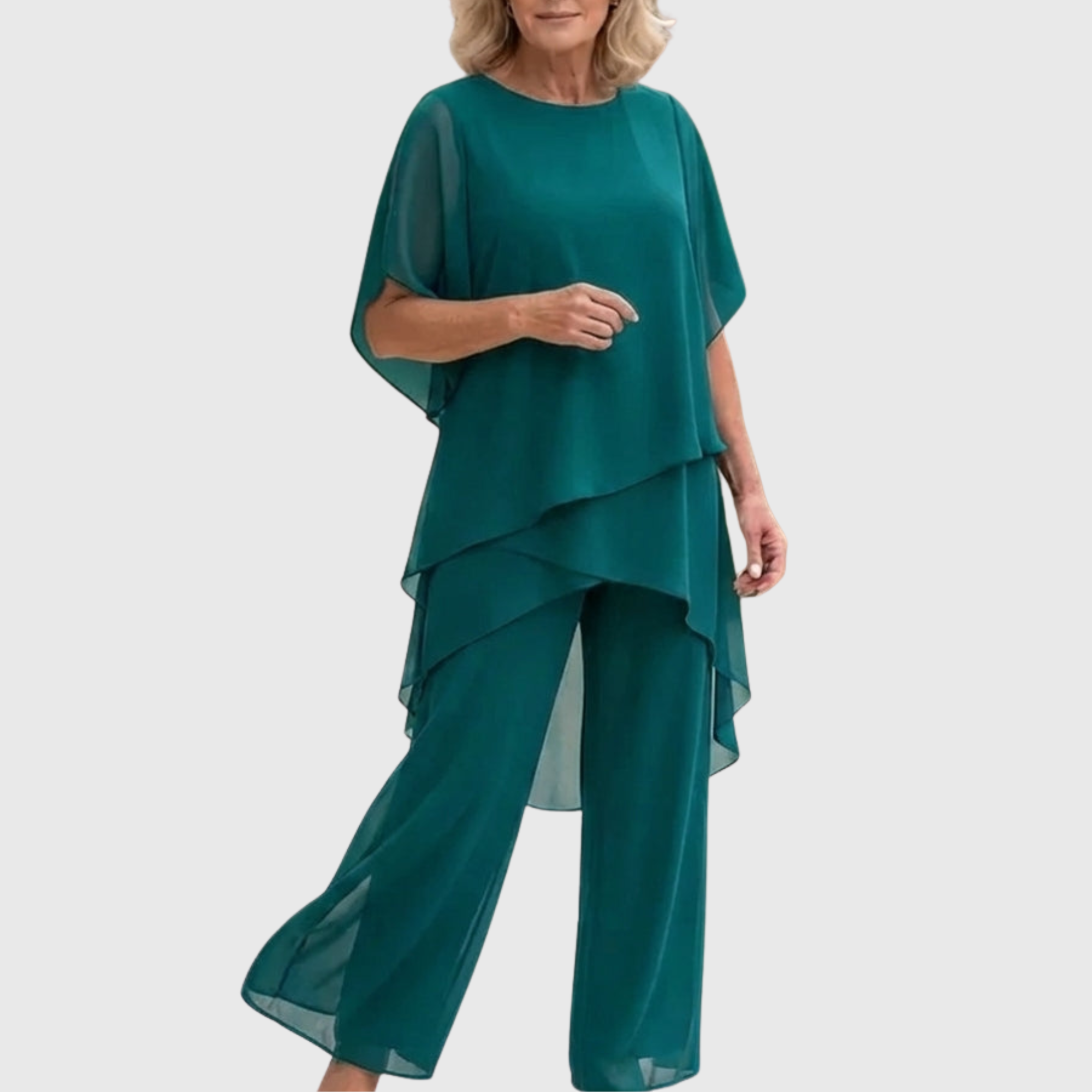 Linda | Costume avec pantalon palazzo drapé