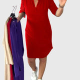 Clarissa | Robe unie à col en V