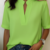 Margaux | Blouse Chic à Col en V et Détail Doré
