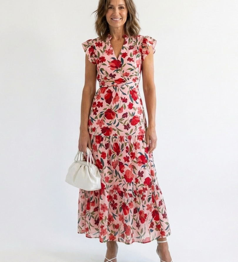 Lila | Robe Midi Évasée à Imprimé Floral