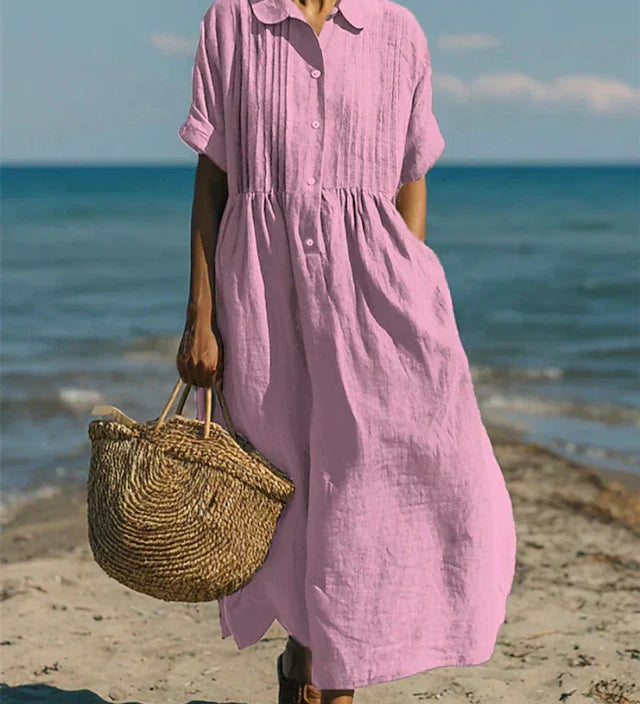 Alice | Robe Chemise en Coton à Boutons