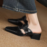 Mules en cuir à bout carré Rosel