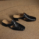 Mules en cuir à bout carré Rosel