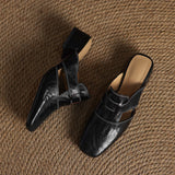 Mules en cuir à bout carré Rosel