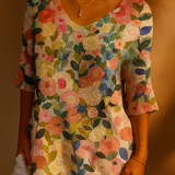 Pull en tricot imprimé floral coloré pour femmes