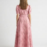 Xanthea | Robe chemise maxi à manches courtes et ceinture florale texturée