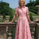 Xanthea | Robe chemise maxi à manches courtes et ceinture florale texturée