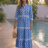 Ysolde | Robe midi à manches trois quarts avec motif chaîne