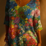 Vintage Floral Knitted Pullover for Women