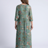 Marina | Robe Maxi à Manches Trois Quarts et Décolleté en V Floral