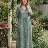 Marina | Robe Maxi à Manches Trois Quarts et Décolleté en V Floral