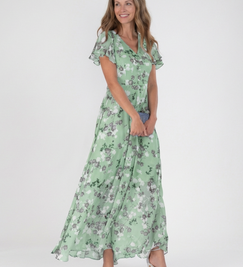 Ismeria | Robe Maxi en Chiffon Floral