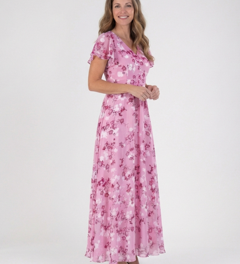 Ismeria | Robe Maxi en Chiffon Floral