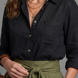Vera | Ensemble de deux pièces Blouse noire Jupe midi verte olive