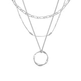 Collier Open Circle à Trois Rangées | Or Blanc