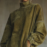 Nancy | Robe Turtleneck en Suède Synthétique à Franges