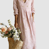 Clémence | Robe Longue Brodée à Motifs Floraux