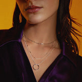 Collier Open Circle à Trois Rangées | Or Blanc