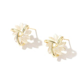 Lara | Boucles d'oreilles créoles avec des pétales d'opale dorés