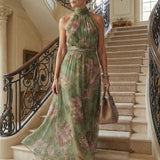 Mirelle | Robe Midi à Encolure Halter Froncée