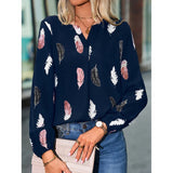 Céline | Blouse Fluide à Motif Plumes