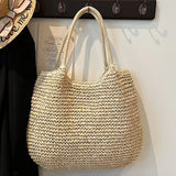 Sac Cabas en Paille | Grand Sac à Épaule Vintage