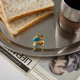 Bague en Pierre de Larmes Turquoise Ajustable en Or
