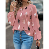 Céline | Blouse Fluide à Motif Plumes