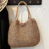 Sac Cabas en Paille | Grand Sac à Épaule Vintage